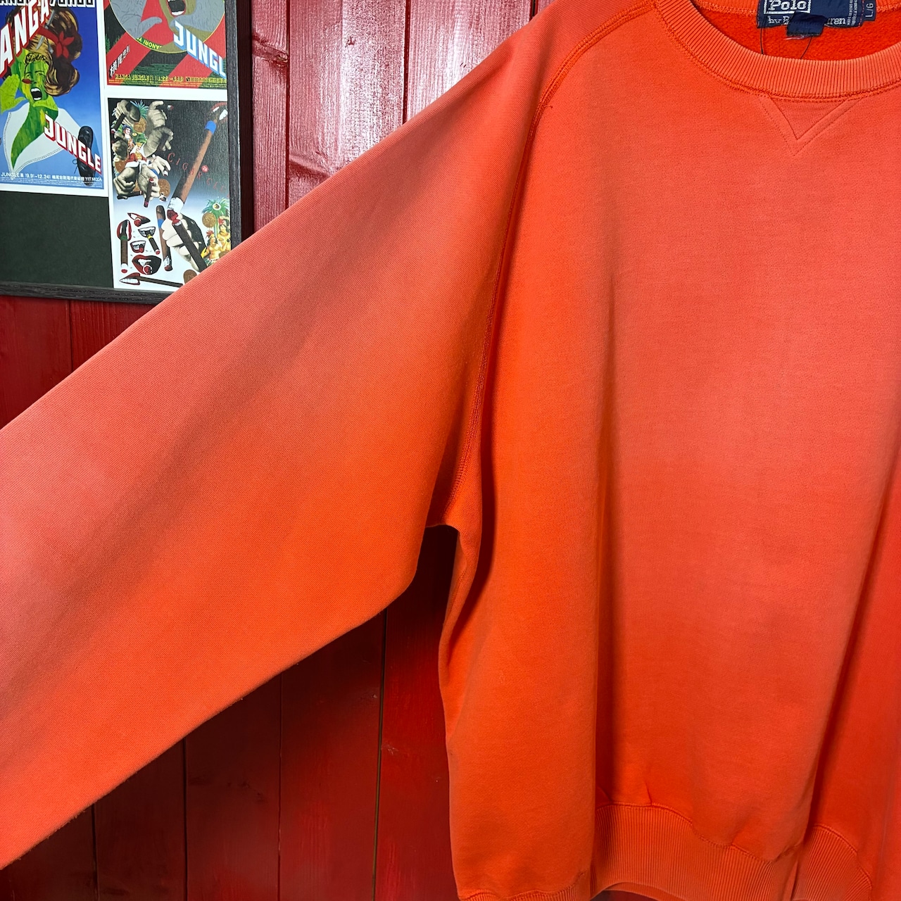 90s POLO RALPH LAUREN 無地スウェット フェードオレンジ ラグラン