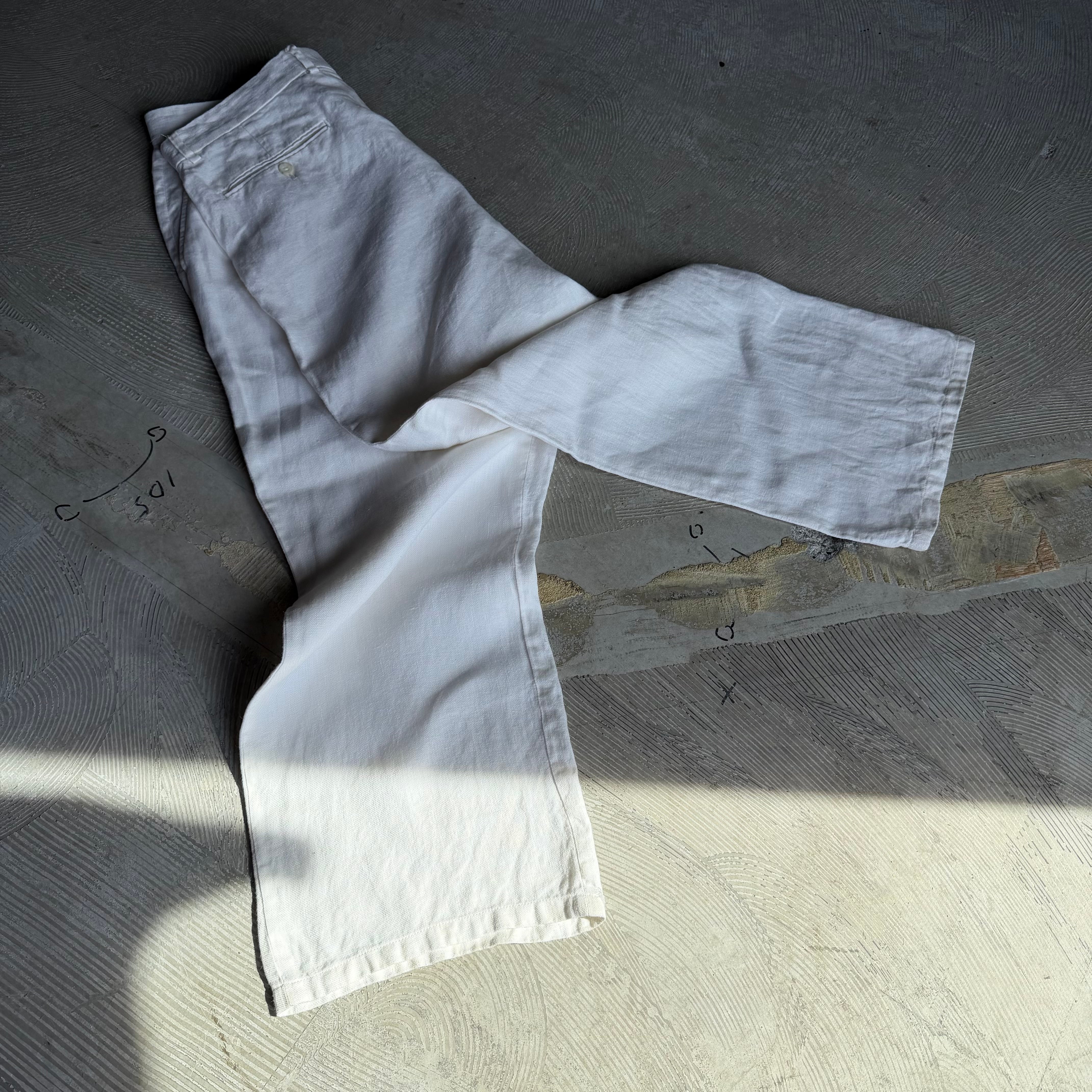 00s claiborne linen pants 2tuck White / クレイボーン リネンパンツ