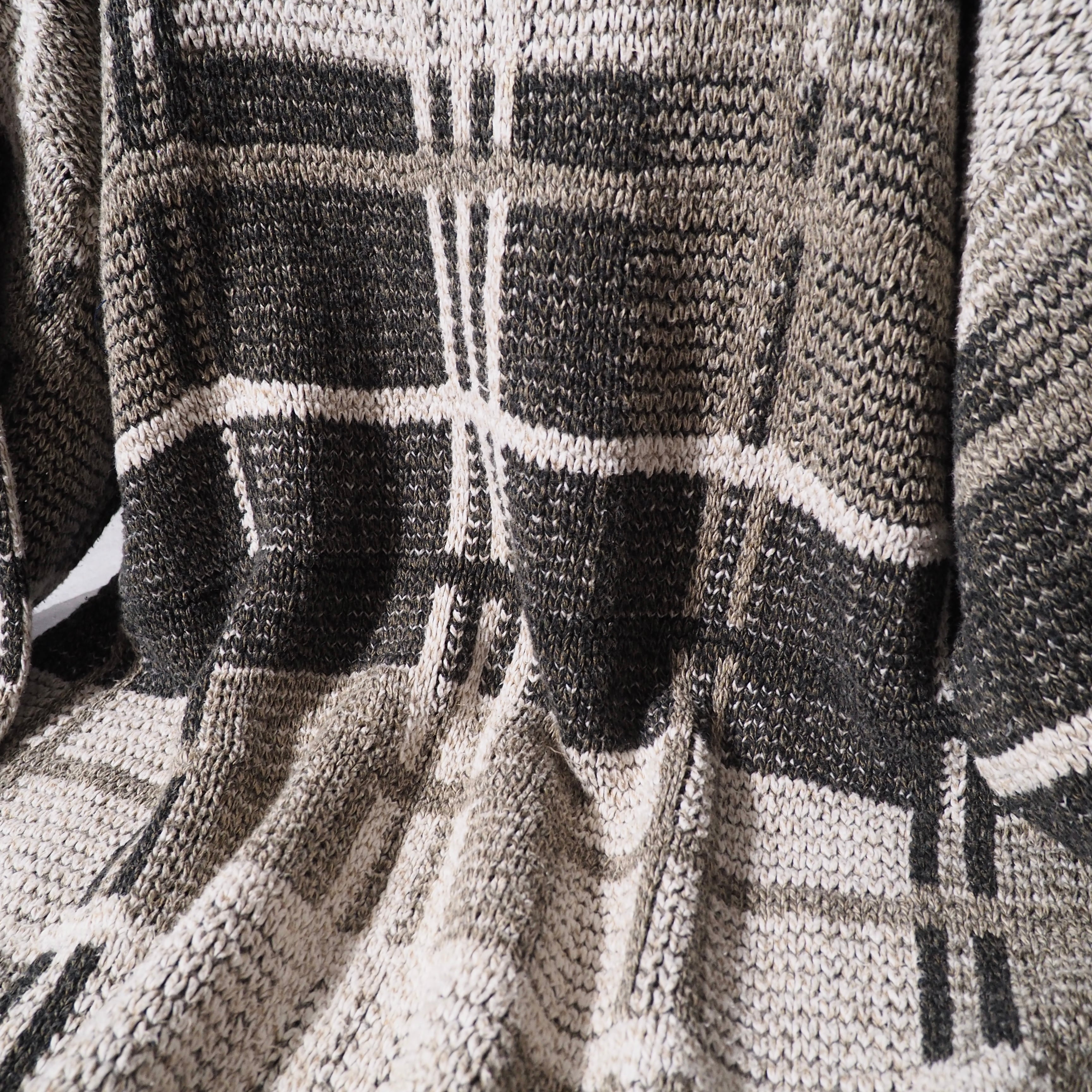 1990s " Made in USA " Block check pattern vintage loose knit