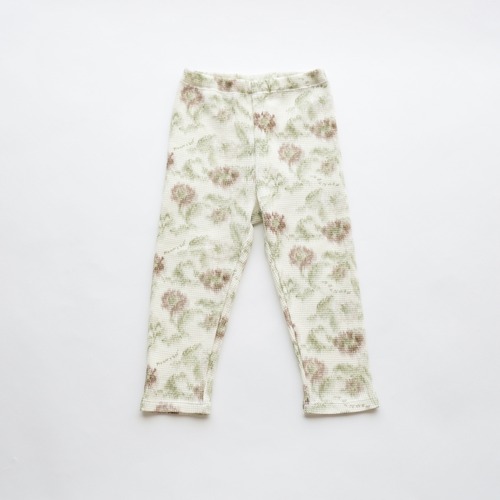 《MOUNTEN. 2026AW》flower camo thermal leggings / leaf green / 65-80cm