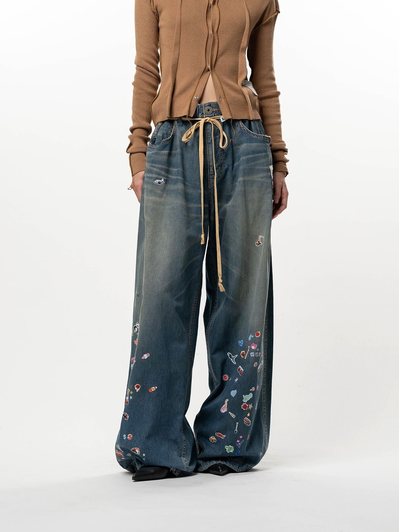 【26AW】Maison MIHARA YASUHIRO ミハラヤスヒロ / デニム / Kids Sticker Printed Wide Denim Pants - 2