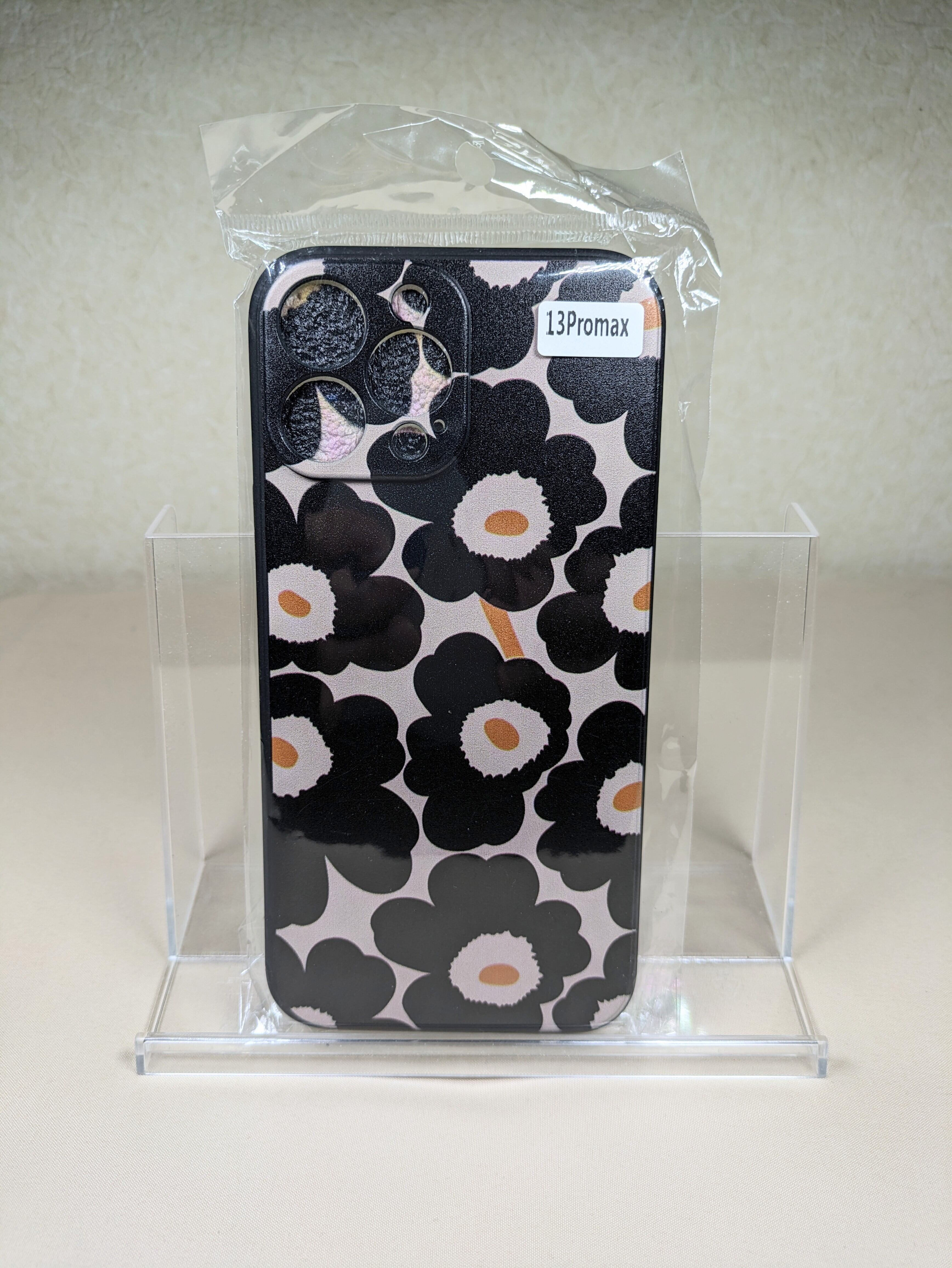 本革 marimekko 花柄エンボス ダークパープル ポーチ marimekko
