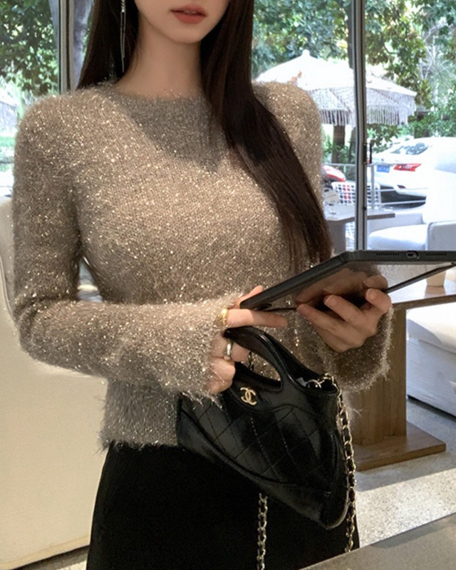 フレアスリーブブラッシュニット　A25361