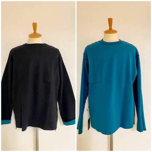 Double Face Bi-Color Pullover Knit　Black