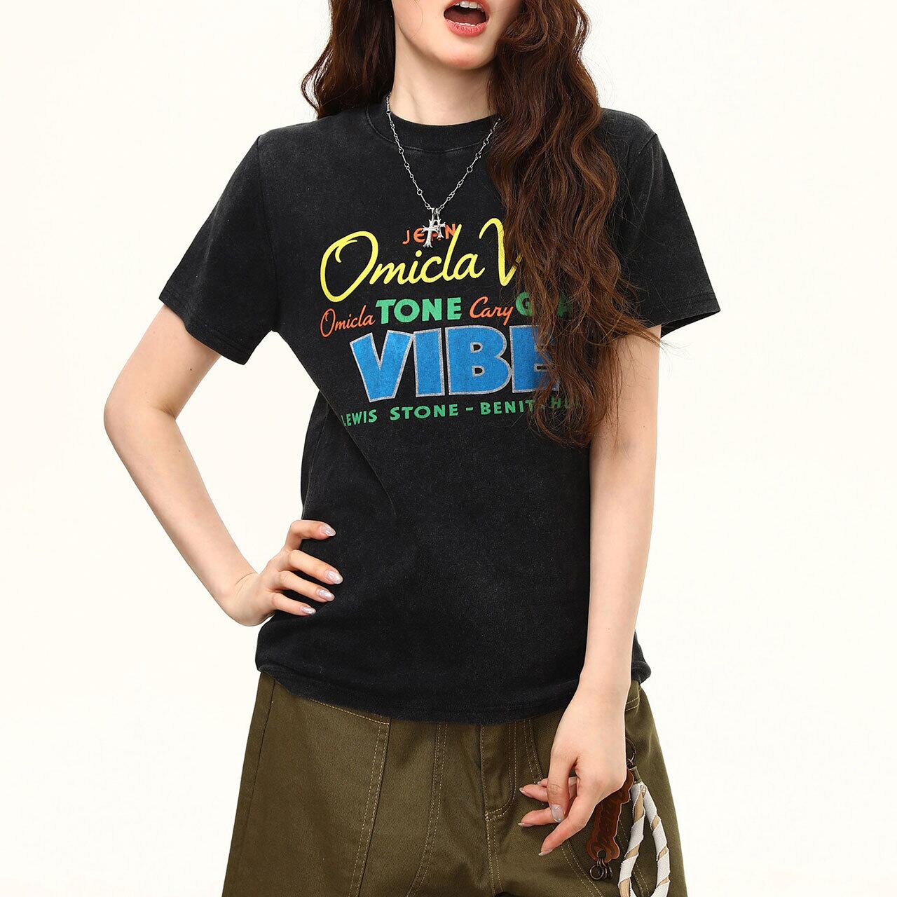 カラフルレタリンググラフィックTシャツ 1col R02409