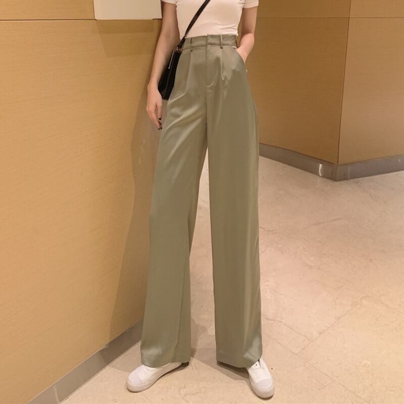 2020年春夏新作ドレープハイウエストスーツパンツワイドレッグルーズフィットパンツファッションカジュアルパンツ女性 1号婦人82930099904