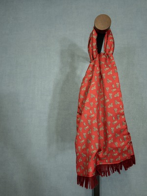 TOOTAL Old Vintage Scarf, Red × Paisley Pattern, Made In England!!