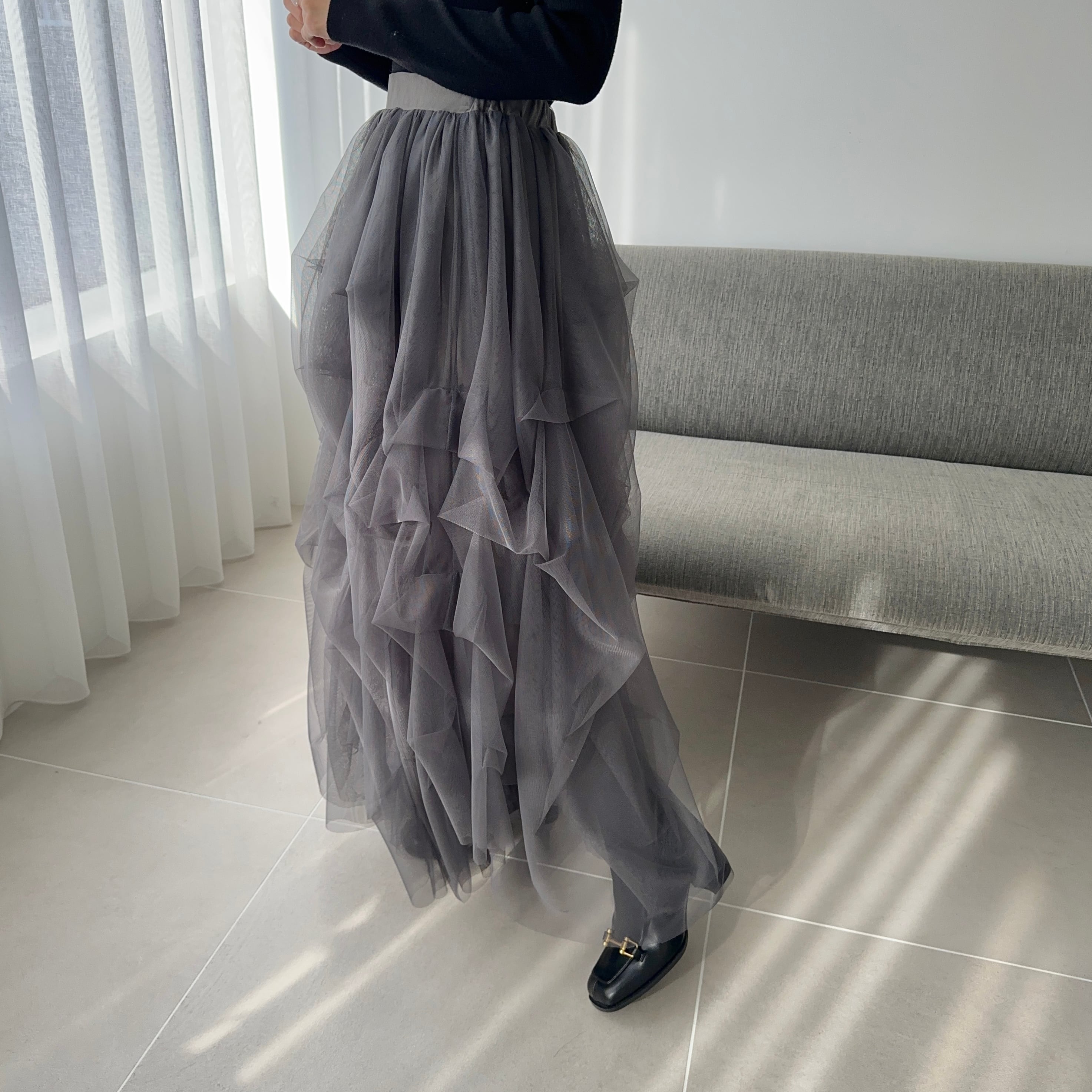 volume tulle skirt（ charcoal ） | Ogue.