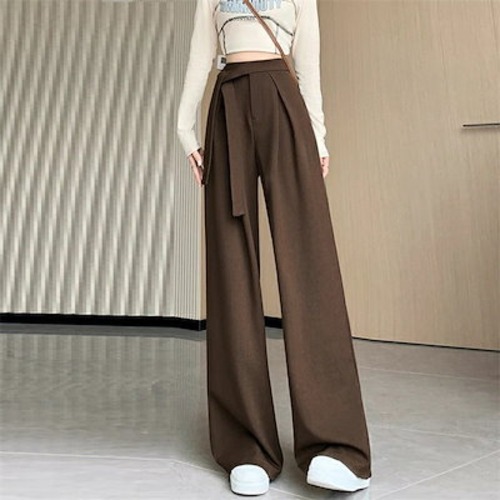 タックワイドパンツ レディース ボトムス 春 夏 イージーパンツ ワイドパンツ マジックテープ タック スラックス 美シルエット オリジナル タックパンツ ハイウエスト ロング丈 きれいめ 通勤 オフ