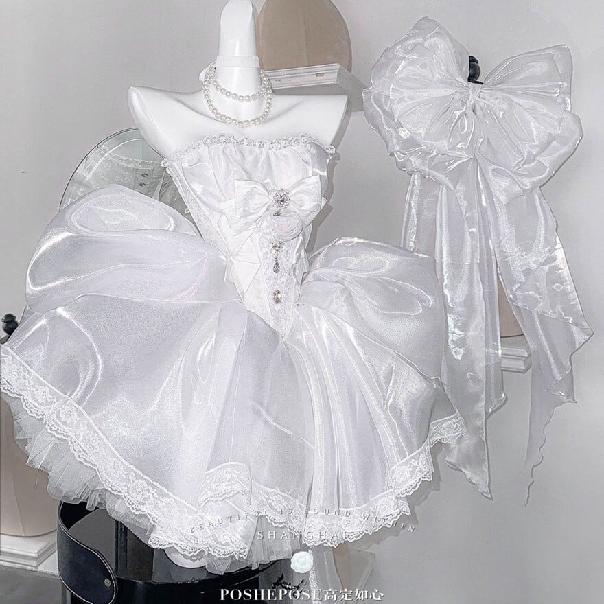 サブカル 服 地雷系 通販 ロリィタドレス ホワイト ロリィタドレス パーティドレス コンカフェ パーティ衣装 イベント