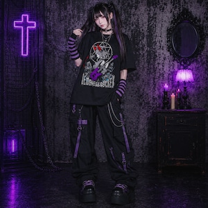 【RANKING3】★【lunalyオリジナル】DEMONESSROCKERショートスリーブブラックTシャツ(ori_0093)