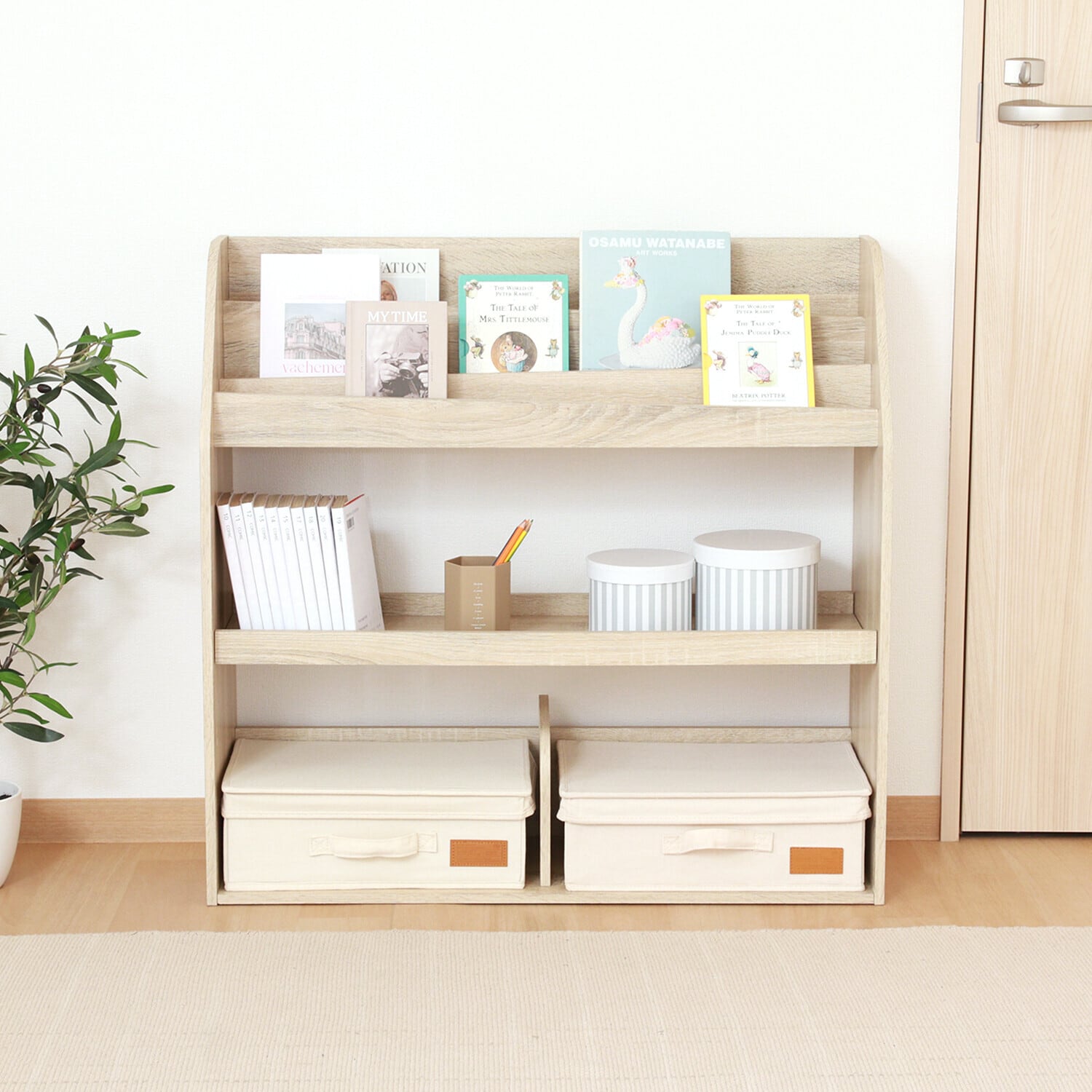 ワイヤーラック2段 約40cm幅 WHW ホワイトウォッシュ 組立品