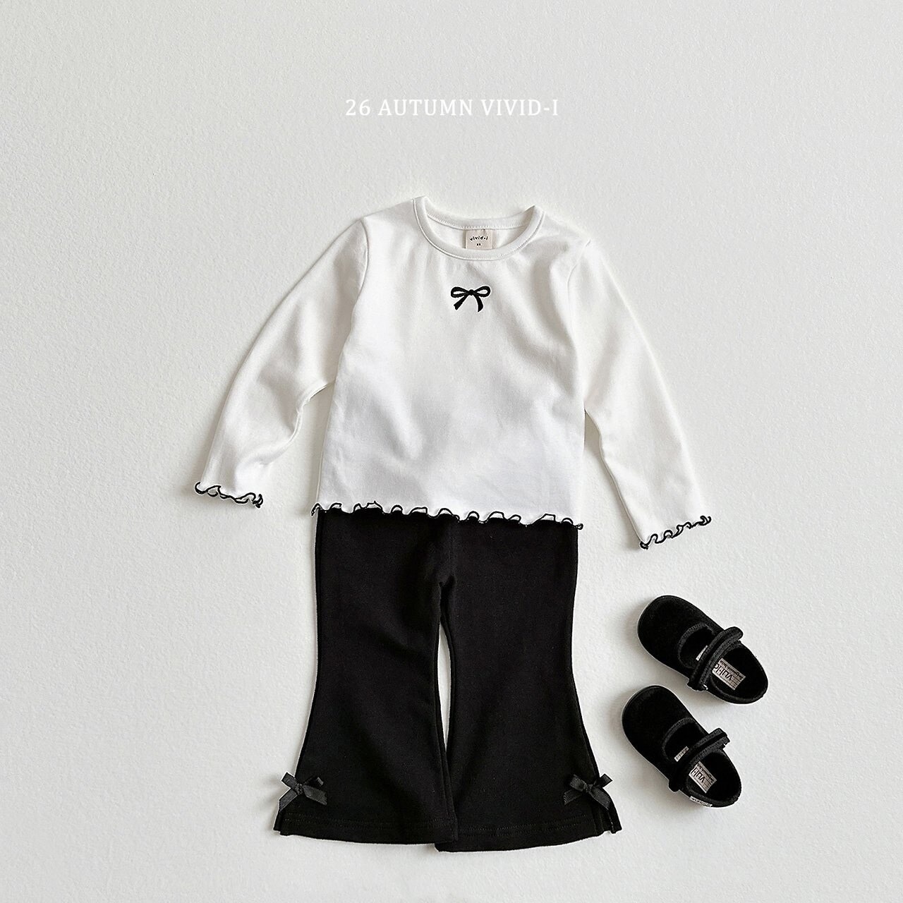 韓国子供服 / VIVID-I / 26Autumn / リボン スパン Tシャツ / キッズ服 / ジュニア服 / 秋服 *XS~JM*