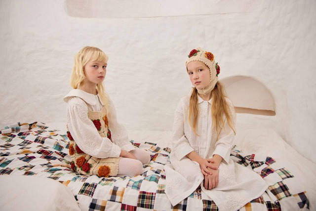 《即納》FISH&KIDS/ CROCHET FLOWERS PATCHWORK DRESS