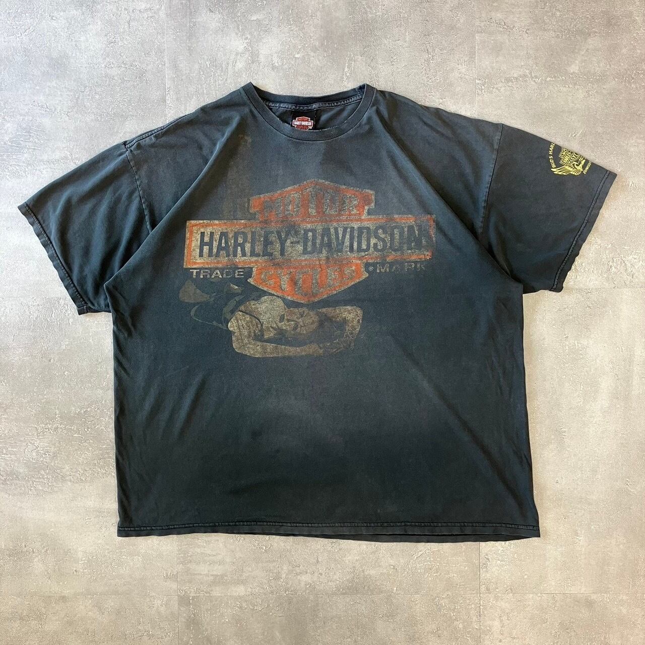 《2XLsize》Harley-Davidson ハーレーダビッドソン Tシャツ かすれプリント ダメージ no.3123