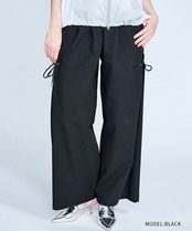 レースアップワイドパンツ (BLACK)　CQ-46021