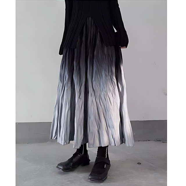Gradation pleats skirt C0288