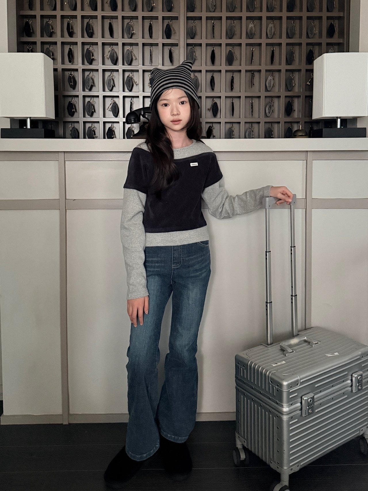COMMA［取寄］blue brushed flare pants 26winter