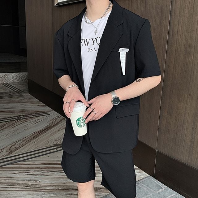 予約販売】メンズ セットアップ 上下 ハーフパンツ 半袖 ジャケット