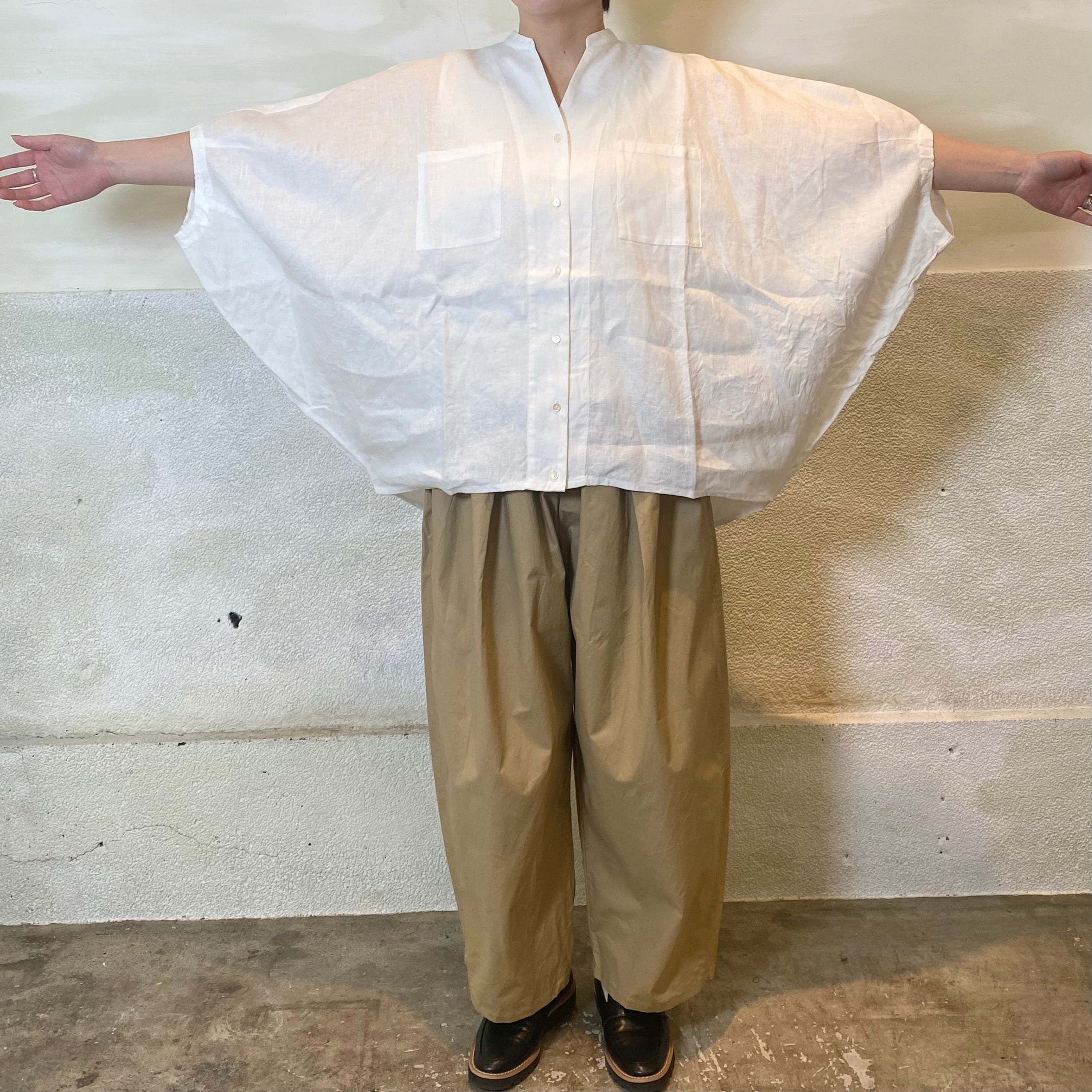 mizuiro ind/リネンスタンドカラーコクーンシャツ | 20ｰtwentyｰ