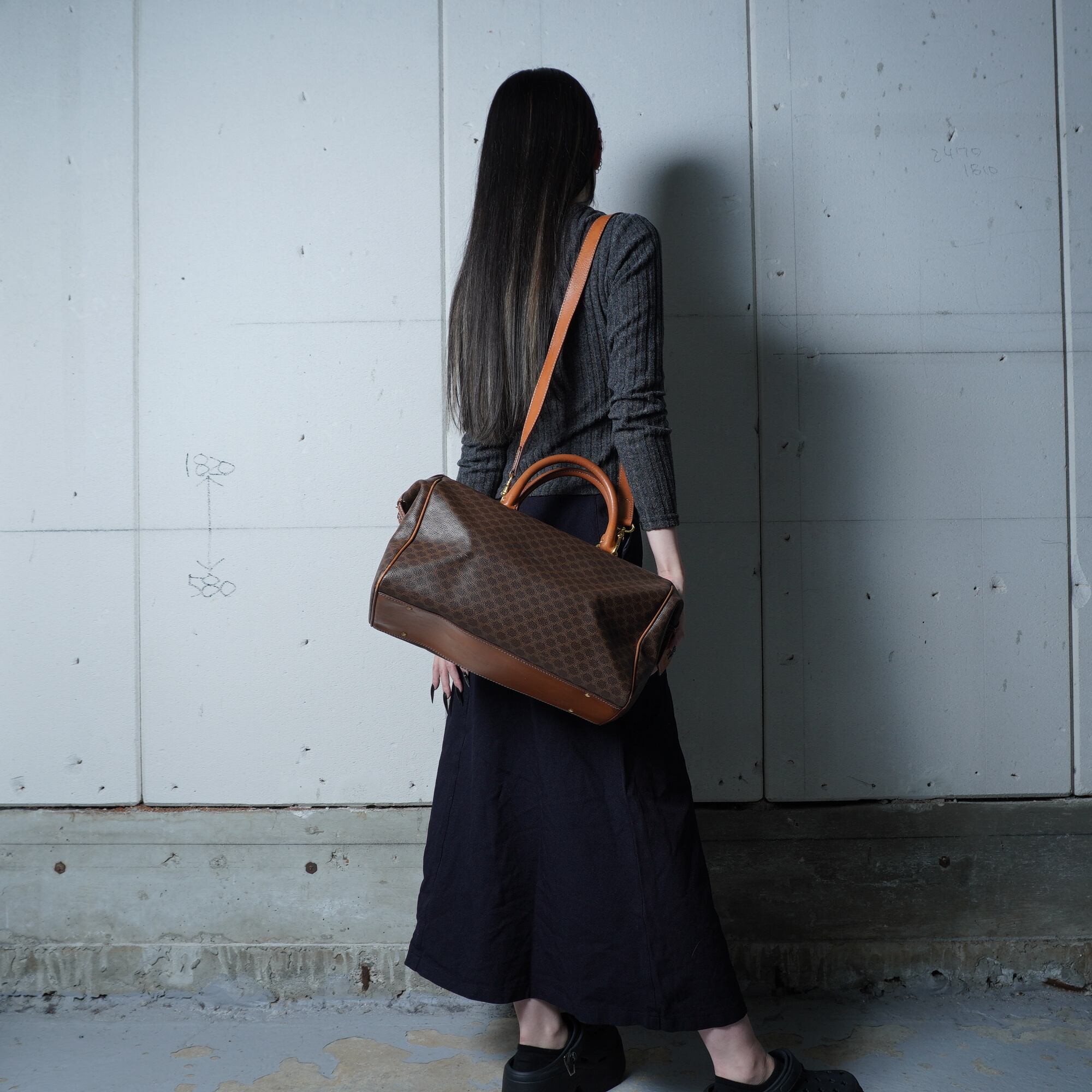 CELINE　マカダム　レザーボストン CELINE】セリーヌ 