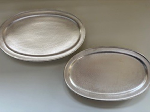 加藤あゐ　細リム平皿（銀彩）