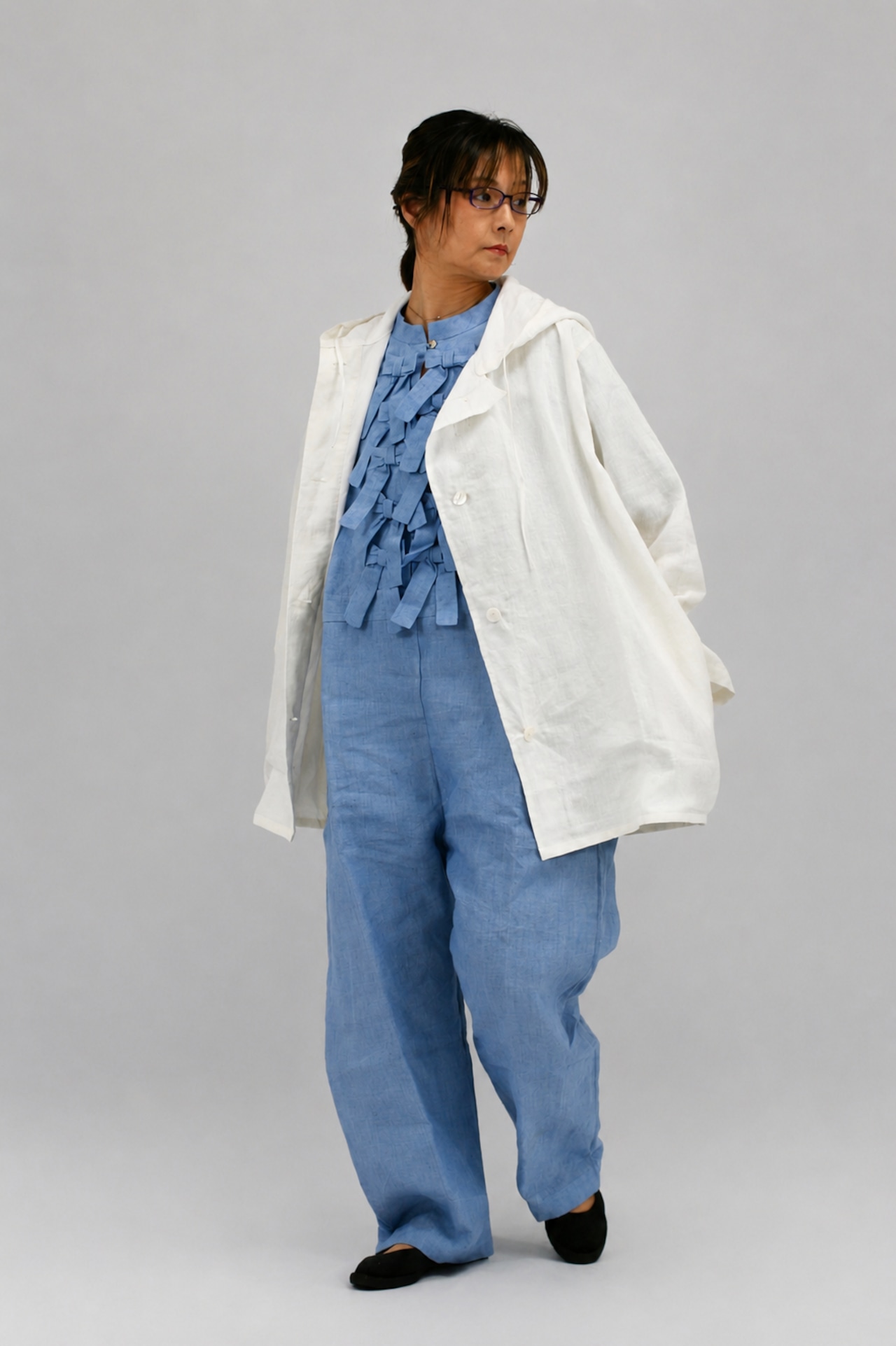 【BUNON】 Khadi Linen Hooded Blouson /Ecru カディリネン フーデッド ブルゾン