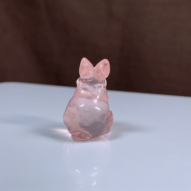 14.超透明☆モザンビーク産ローズクォーツ・うさぎさん