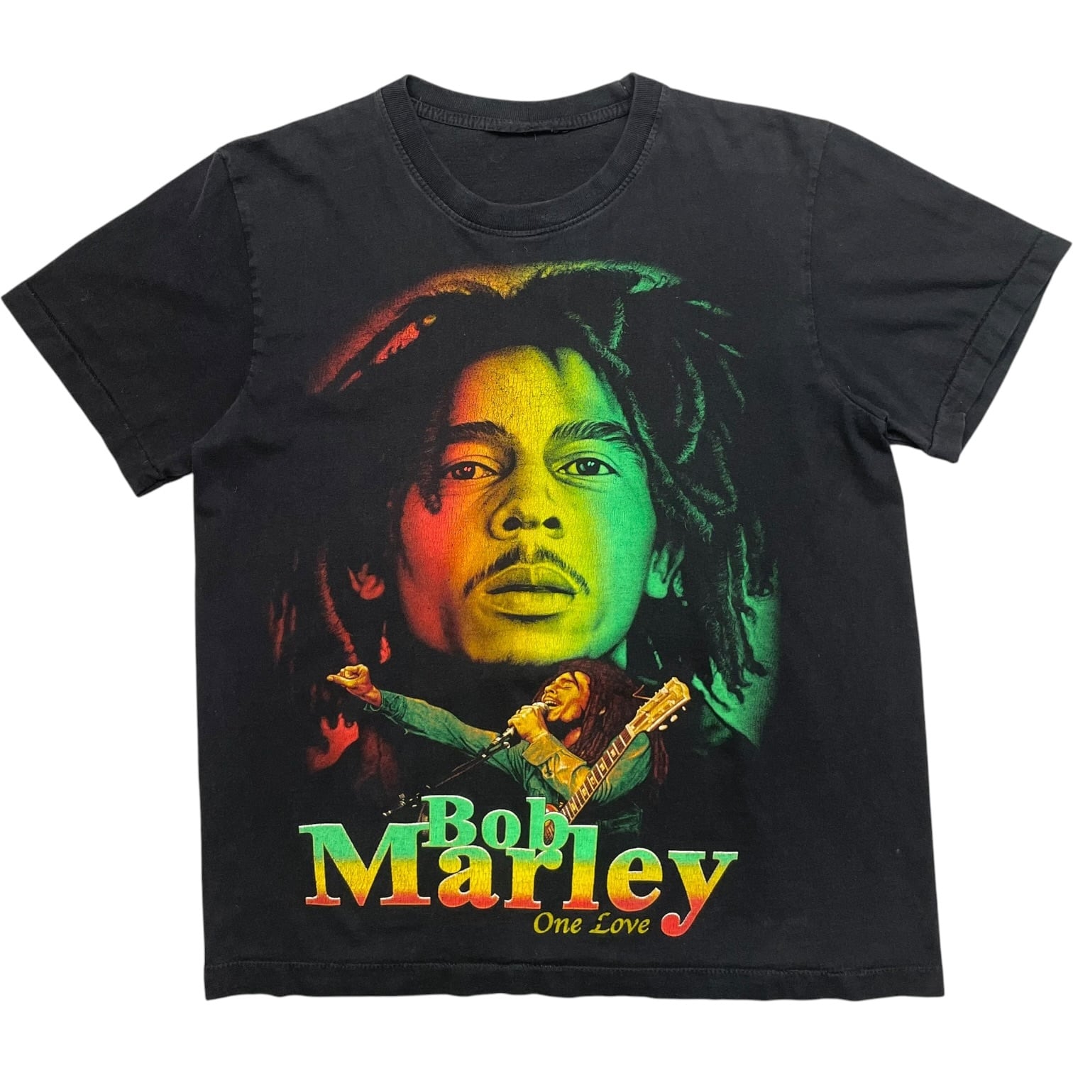 《M》ボブ・マーリー Tシャツ フロントプリント バックプリント シングルステッチ ブラック 90年代〜 no.10229