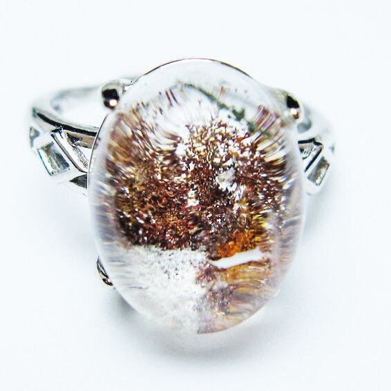 ガーデンクォーツ 指輪 ガーデン水晶 リング フリーサイズ 14号 一点物 メール便可 [M便 1/20] 115-6937