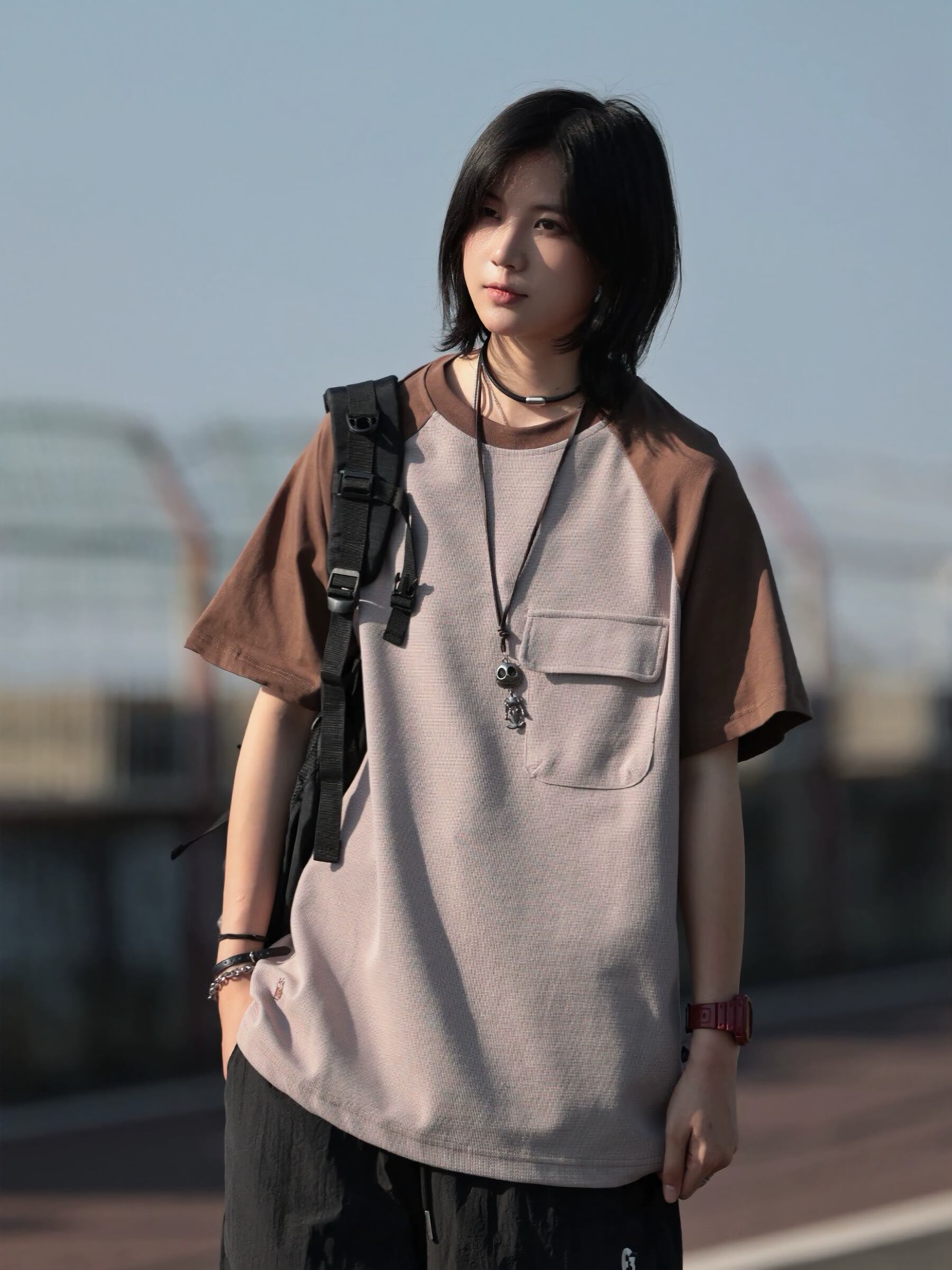 カラーブロックポケットTシャツ / Color Block Pocket T-Shirt