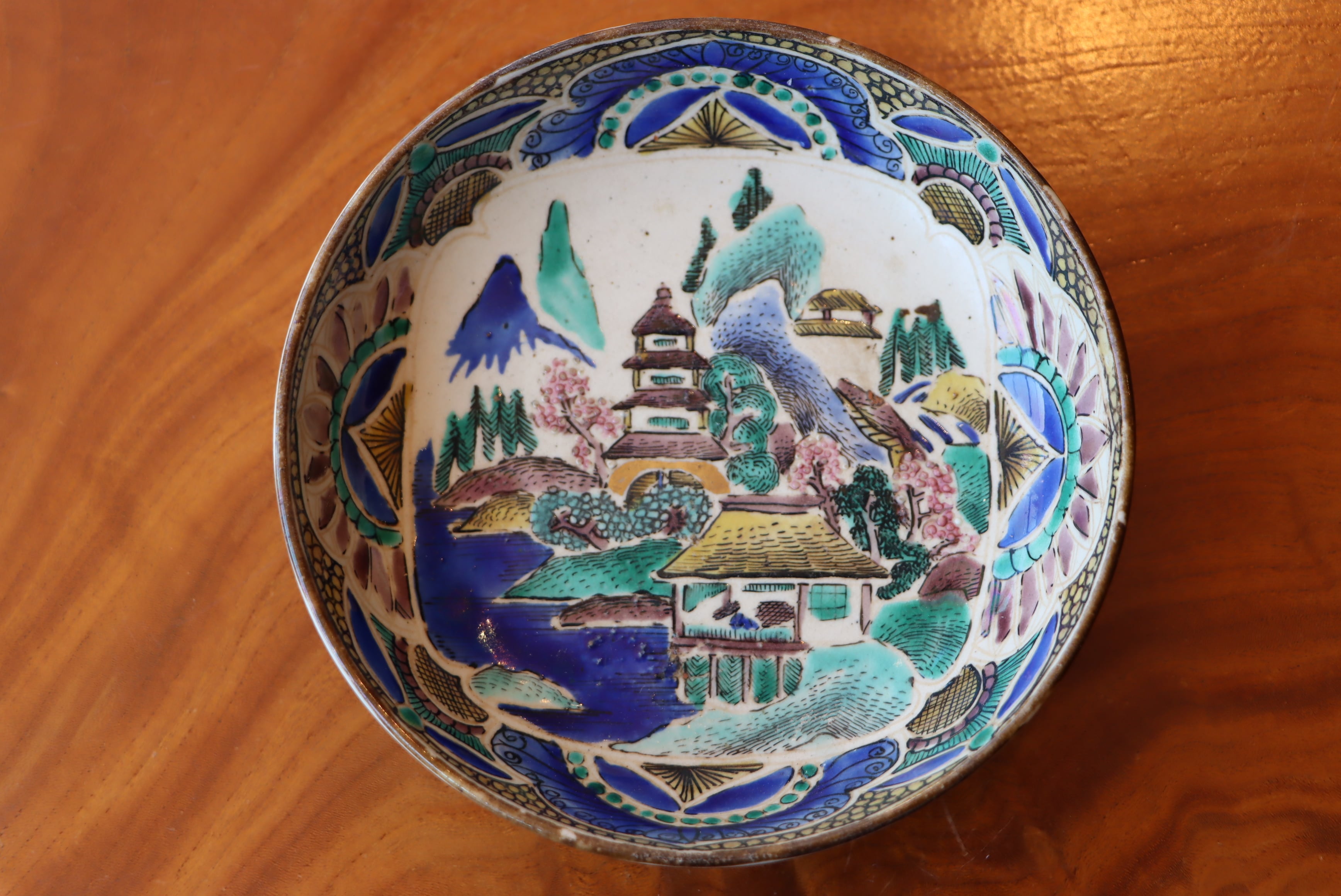 九谷焼 山下紫布 魯山人写し 色絵双魚文 盛皿 大皿 飾り皿 プレート