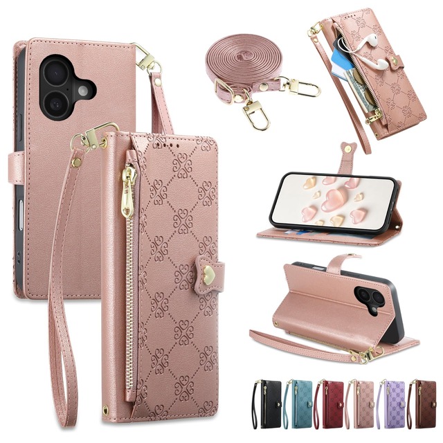 CASAFUNY 用の iPhone 17 ケース 手帳型 用のアイフォン あいふぉん 17 手帳 スマホケース 耐衝撃 携帯 カバー (ピンク）