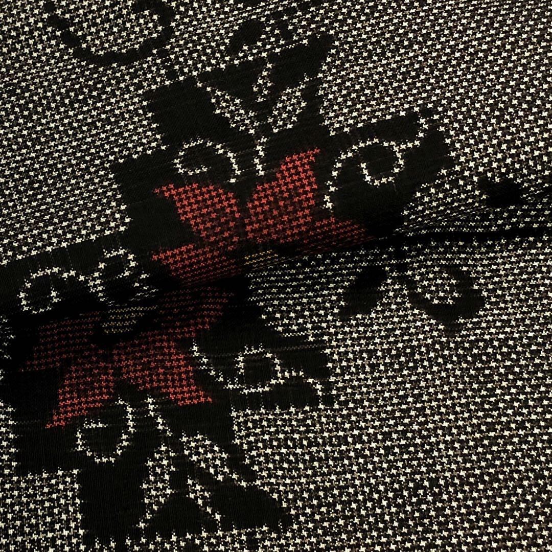 K-2776 大島紬 一元7マルキ 花唐草模様 茶泥染 しつけ糸 | doguniverse.ma