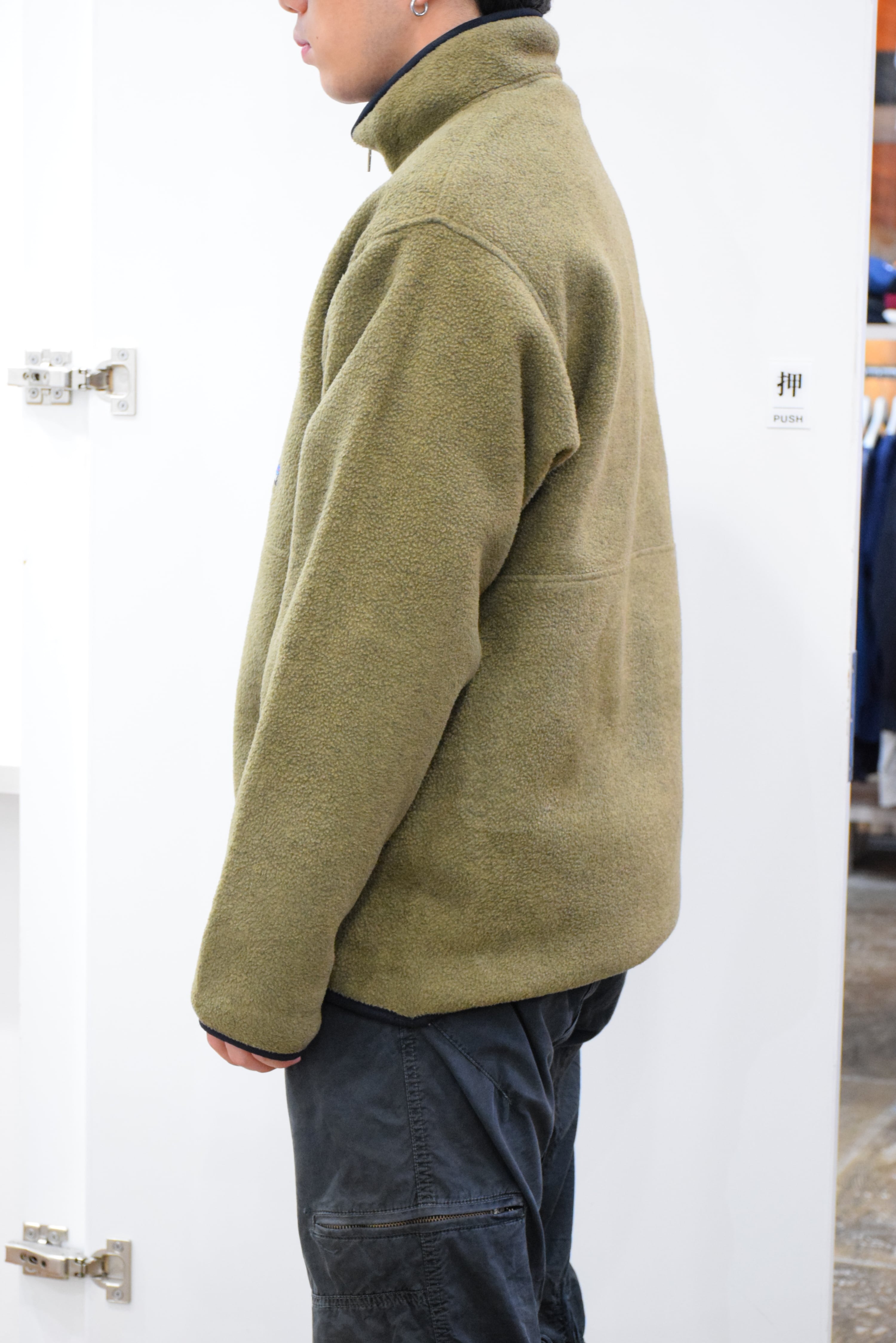 98 Patagonia シンチラフリースハーフジップ メンズL オリーブグリーン