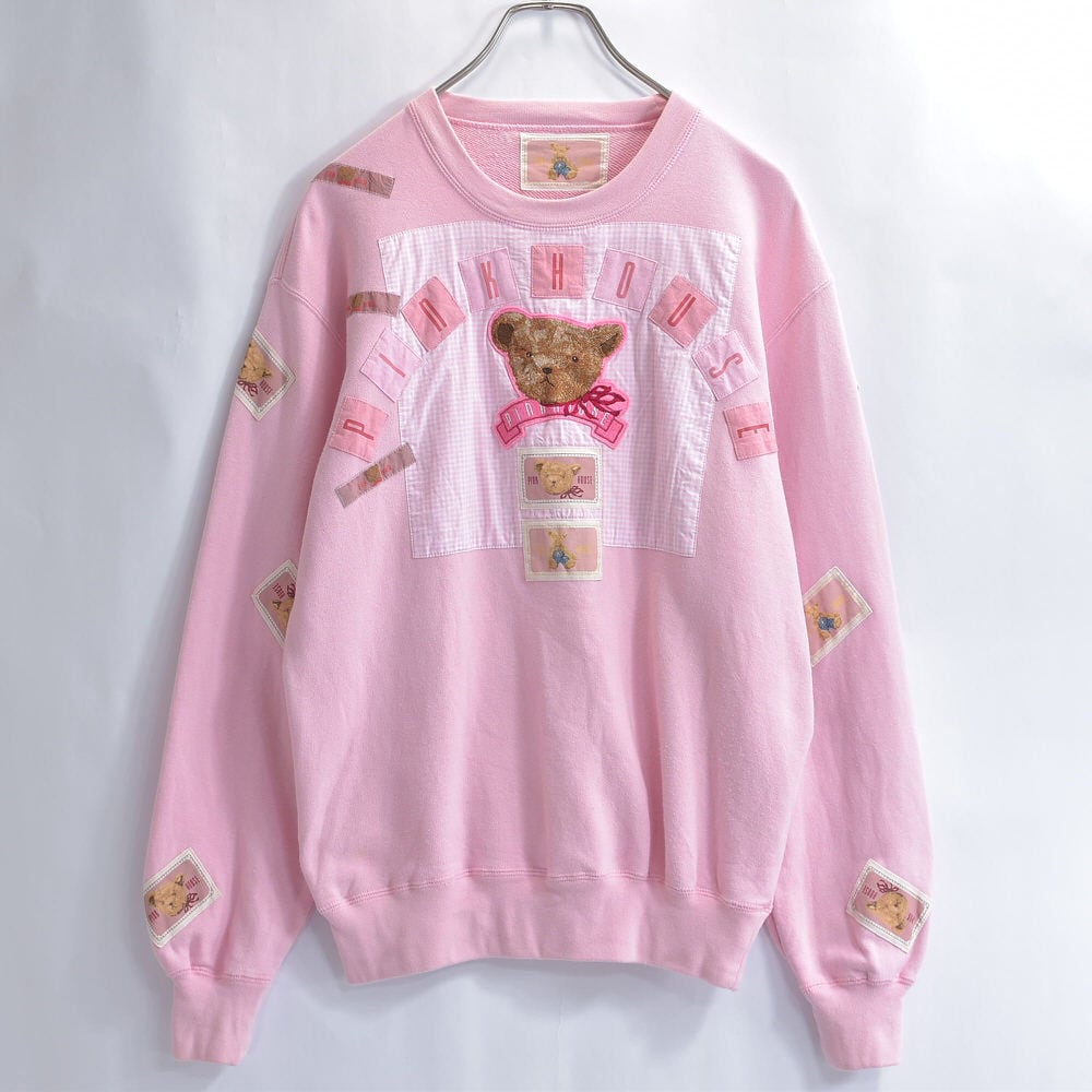 PINK HOUSE ピンクハウス ピンク トレーナー くま クマ 可愛い 90s 日本製 PINK HOUSE ピンクハウス クマさん刺繍 デザイン