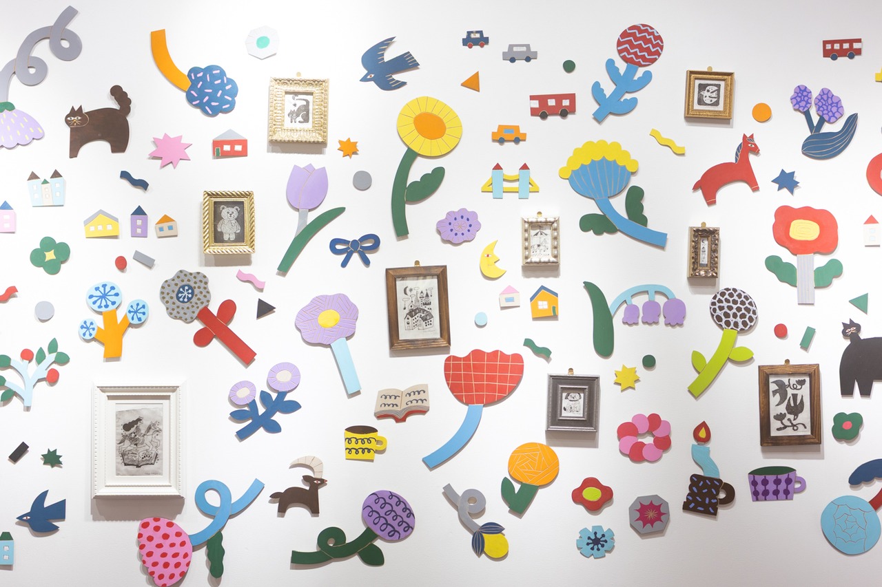 < あきやまりか > 版画作品 - チューリップと光る星