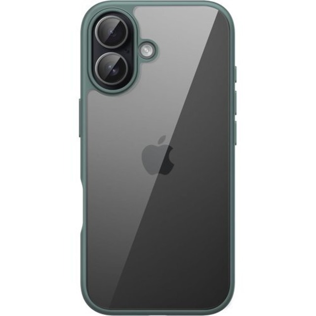 JETech iPhone 17 6.3インチ用 ケース 耐衝撃スマホバンパーカバー ソリッドカラー マットTPUフレーム 傷つけ防止 クリアバック ダークグリーン 11