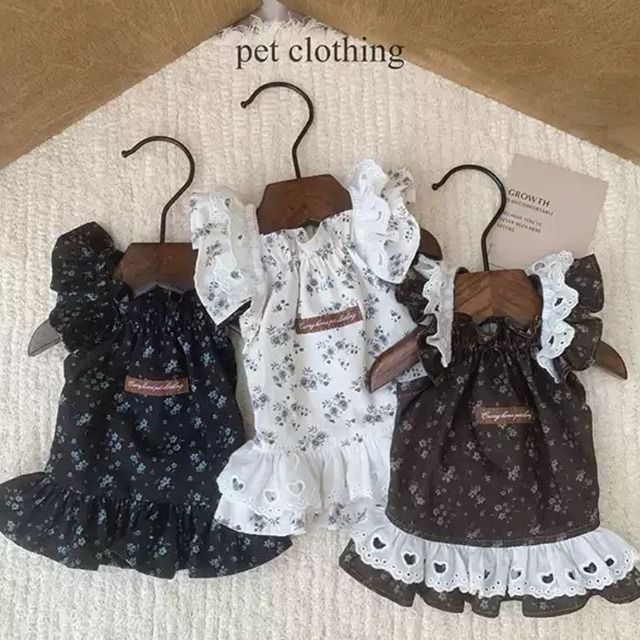 小花柄クラシカルワンピース　犬服　01148
