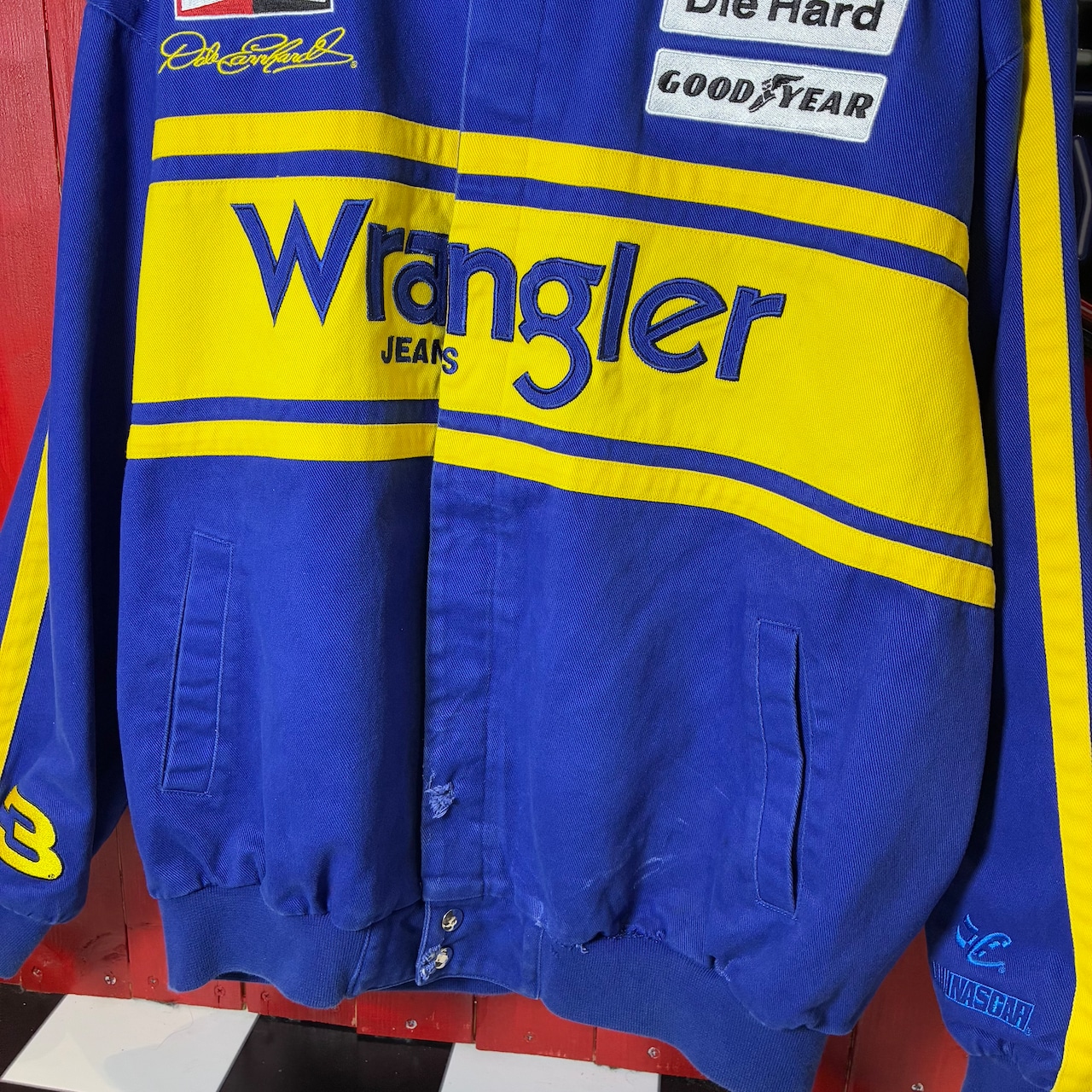 CHASE NASCAR レーシングジャケットWrangler ラングラー 青黄 フルデコ XL
