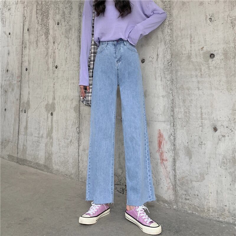 薄手スタイルジーンズ スプリングルーズハイウェストウェストワイドレッグパンツ レッド 春物 ワイドパンツ YY-ファッション92439471512