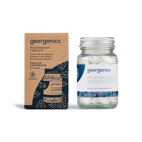 【georganics】マウスウォッシュタブレット （180粒入り） イングリッシュペパーミント〈30%オフ〉