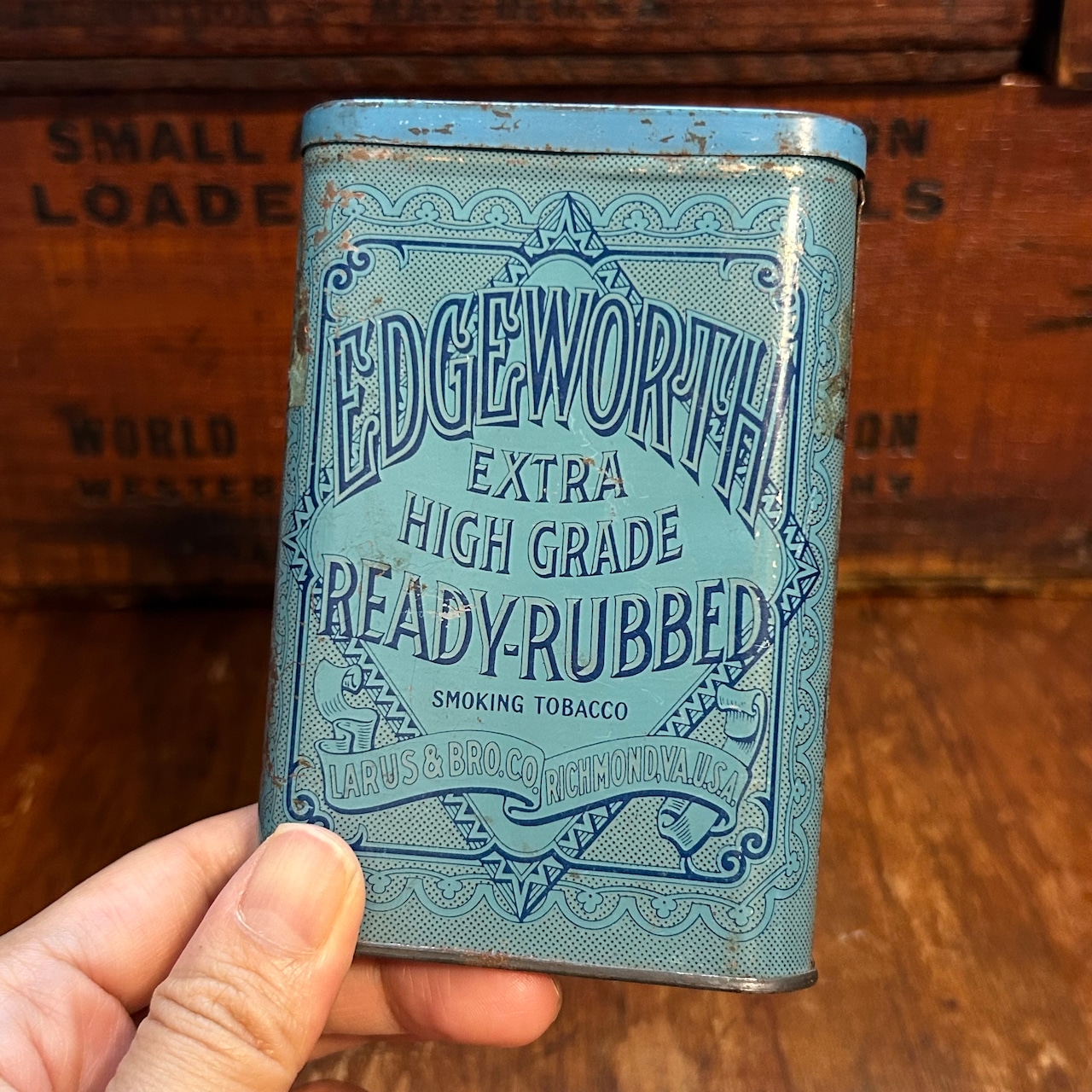 1930s エッジワース ヴィンテージ タバコ缶 Larus & Bro. Co. EDGEWORTH READY-RUBBED Vintage Tobacco Tin T-765