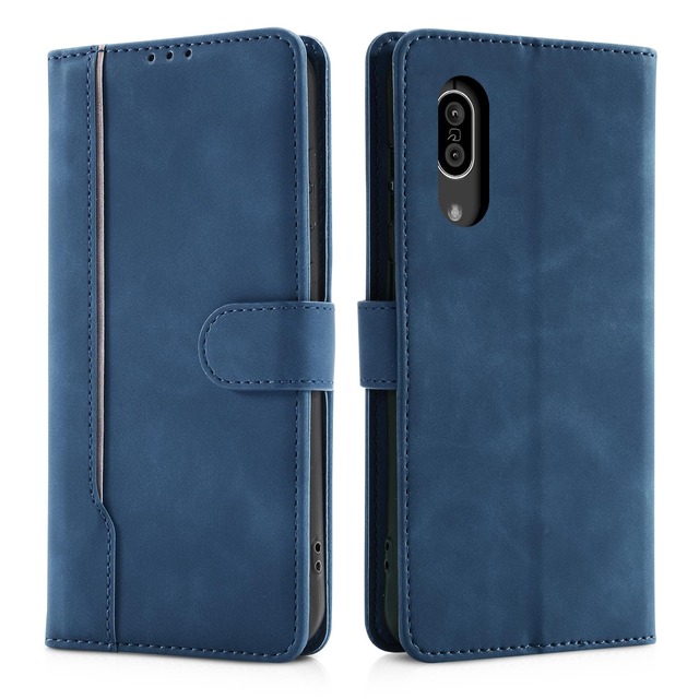 【CASAFUNY】AQUOS sense3/sense3 lite/sense3 basic/Android One S7 ケース 手帳型 耐衝撃 PUレザー 携帯カバー アクオス センス3 ケース ビジネス風 携帯ケース SH-M12/SHV45/SHV48/SH-02M カバー お洒落 スマホカバー おしゃれ スマホケース カードポケット マグネット開閉式 スタンド機能 軽量(ブルー)