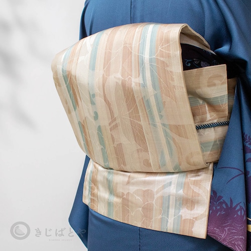 正絹　白地に淡い縞のなごや