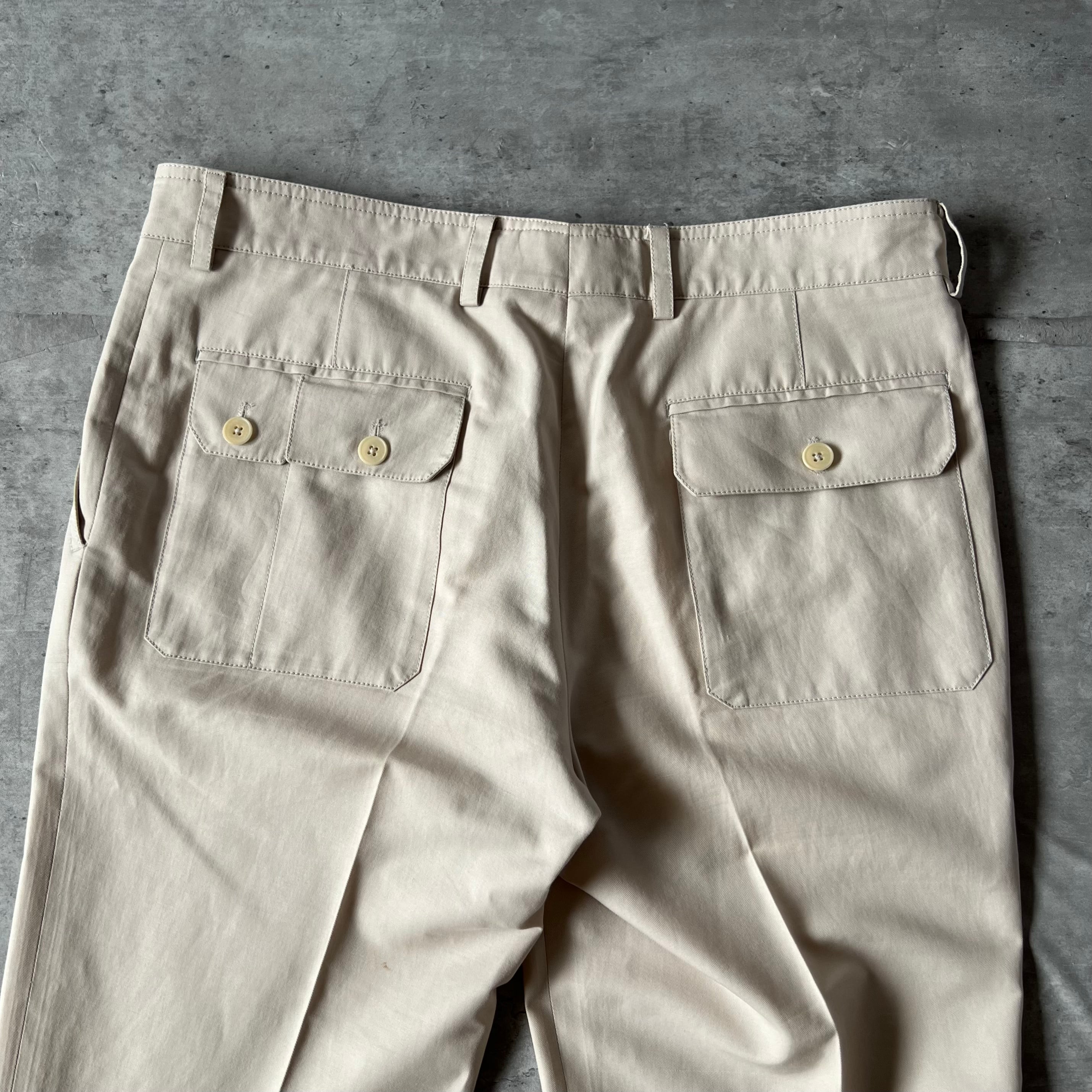 HERMES Linen Pants 035010H399 エルメス リネンパンツ スラックス シルク混 カーキオリーブ サイズ48【230714】【-A】【me04】