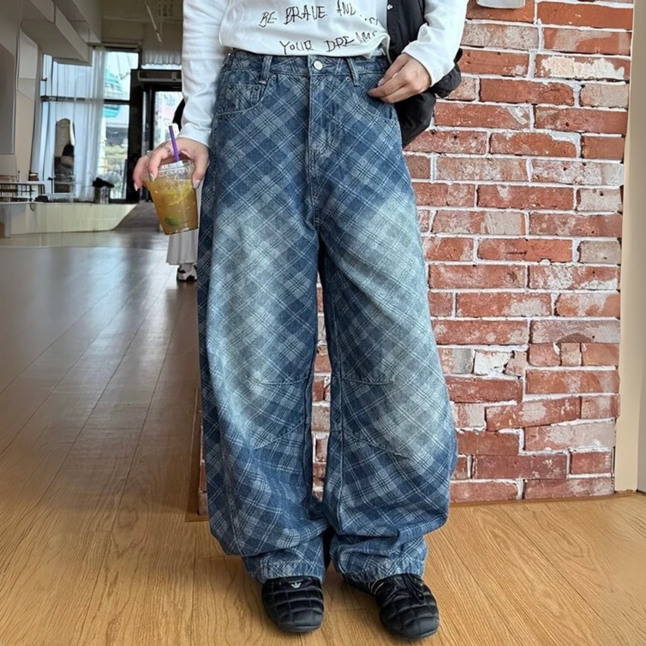 アジャスターウエストダイヤチェックデニム R01368