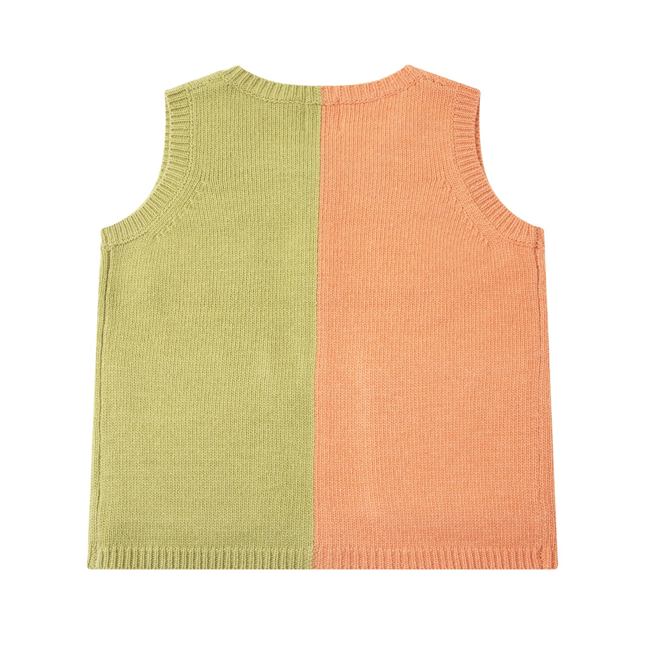 Knit Planet / Chunky Pocket Vest - APRICOT/GREEN