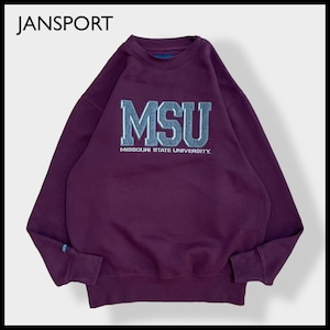 【JANSPORT】MSU カレッジロゴ ミズーリ大学 MISSOURI STATE UNIVERSITY 刺繍ロゴ アップリケ スウェット トレーナー M US古着