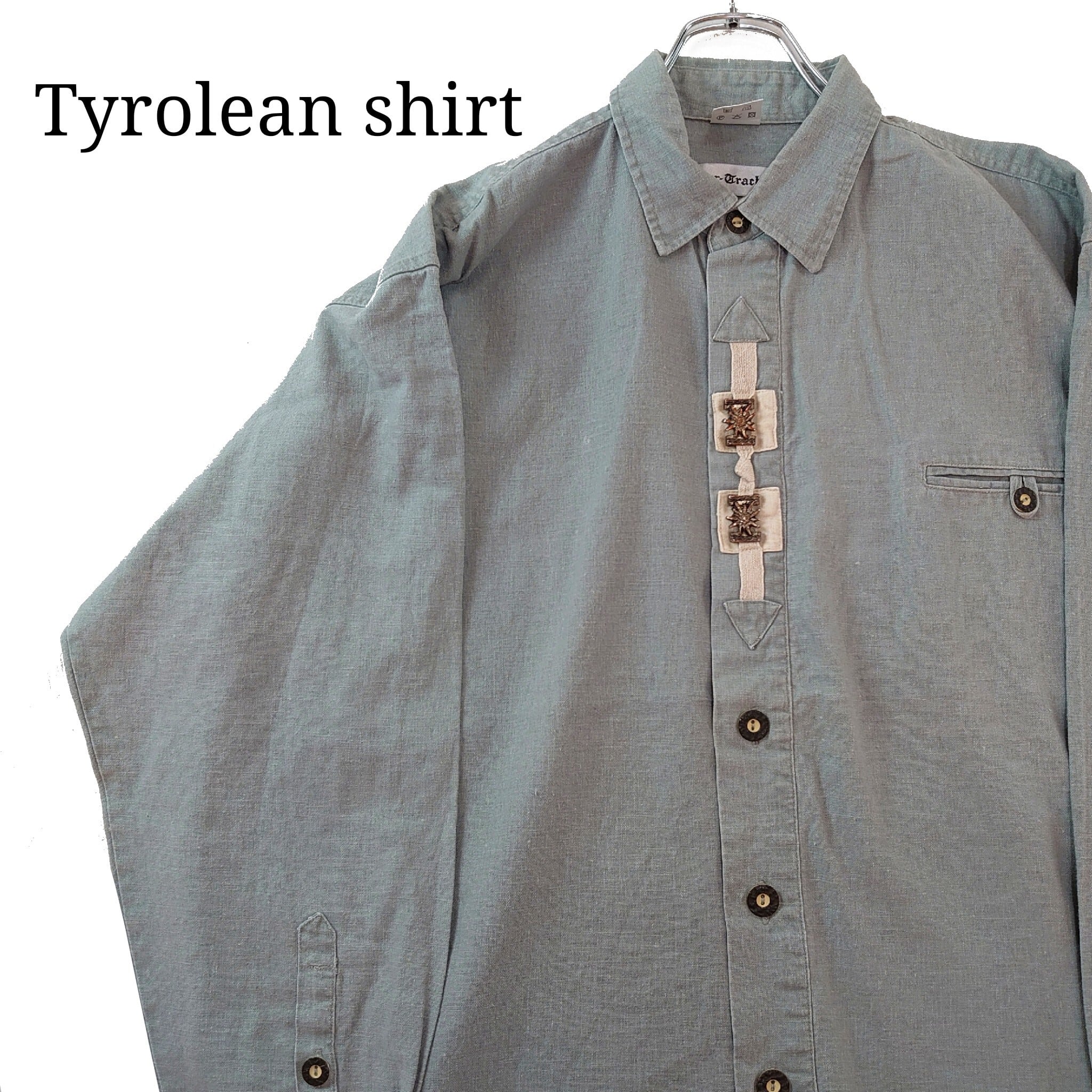 雰囲気抜群】Tyroleanshirt チロリアンシャツ 刺繍 コットンリネン
